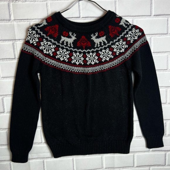 CHARTER CLUB Blue holidays Sweater with Red and White Reindeer Pattern/size S - Picture 2 of 10